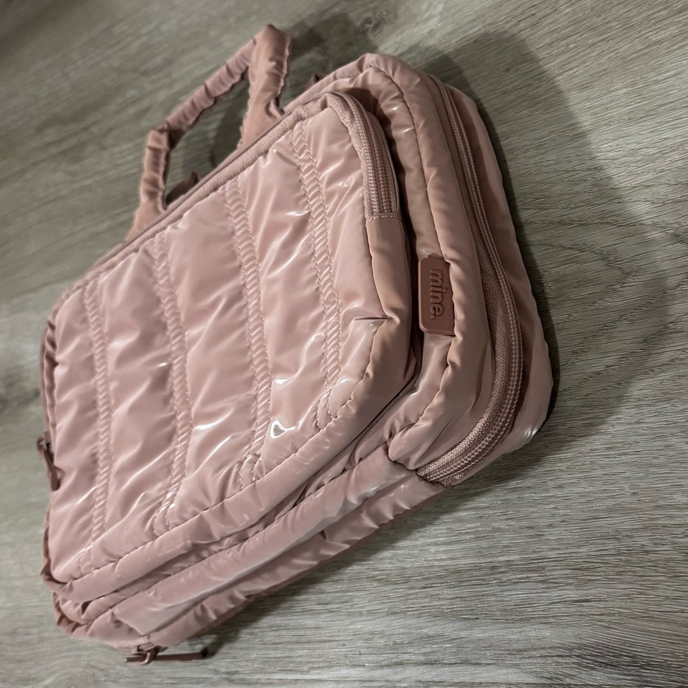 Blush Quilted Makeup Bag Travel Organizer Cosmetic Case Pink Zip Toiletry Pouch - Picture 7 of 8